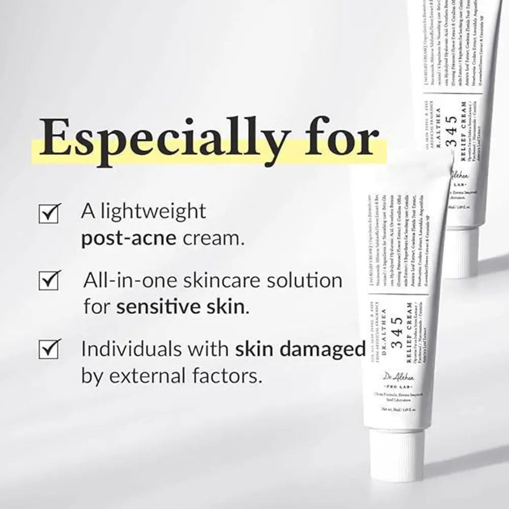 345 Relief Cream Korean Dr.Althea Antioxidant Relief Cream Soothing Hydrating Repair Clean Acne for Oily Skin Care